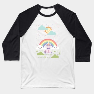 Kawaii Rainbow + Sun + Unicorns Baseball T-Shirt